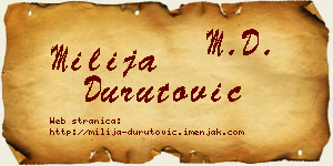 Milija Durutović vizit kartica